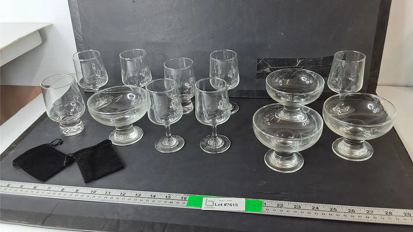 (4) Dessert Bowls & (8) Liquor Glasses