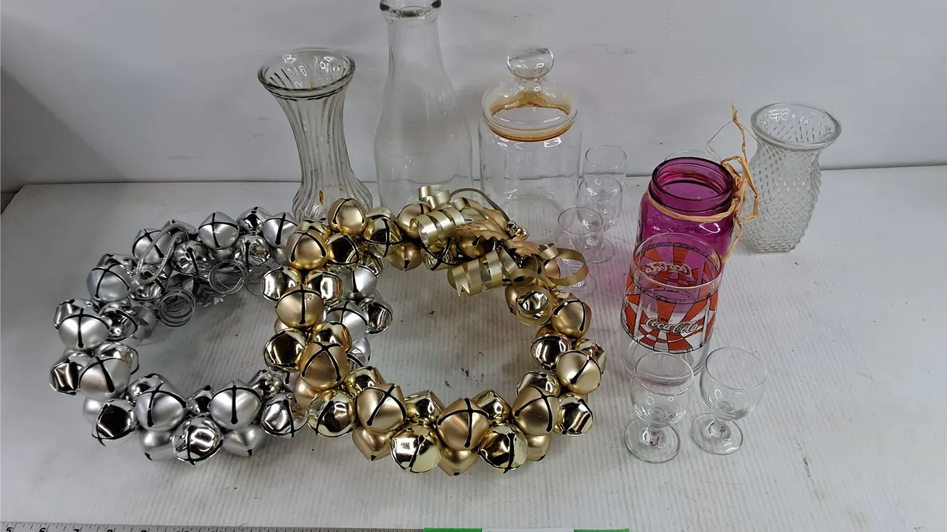 Glass Vase, Milk Bottle, Cookie Jar, Shot Glasses, Christmas Decor