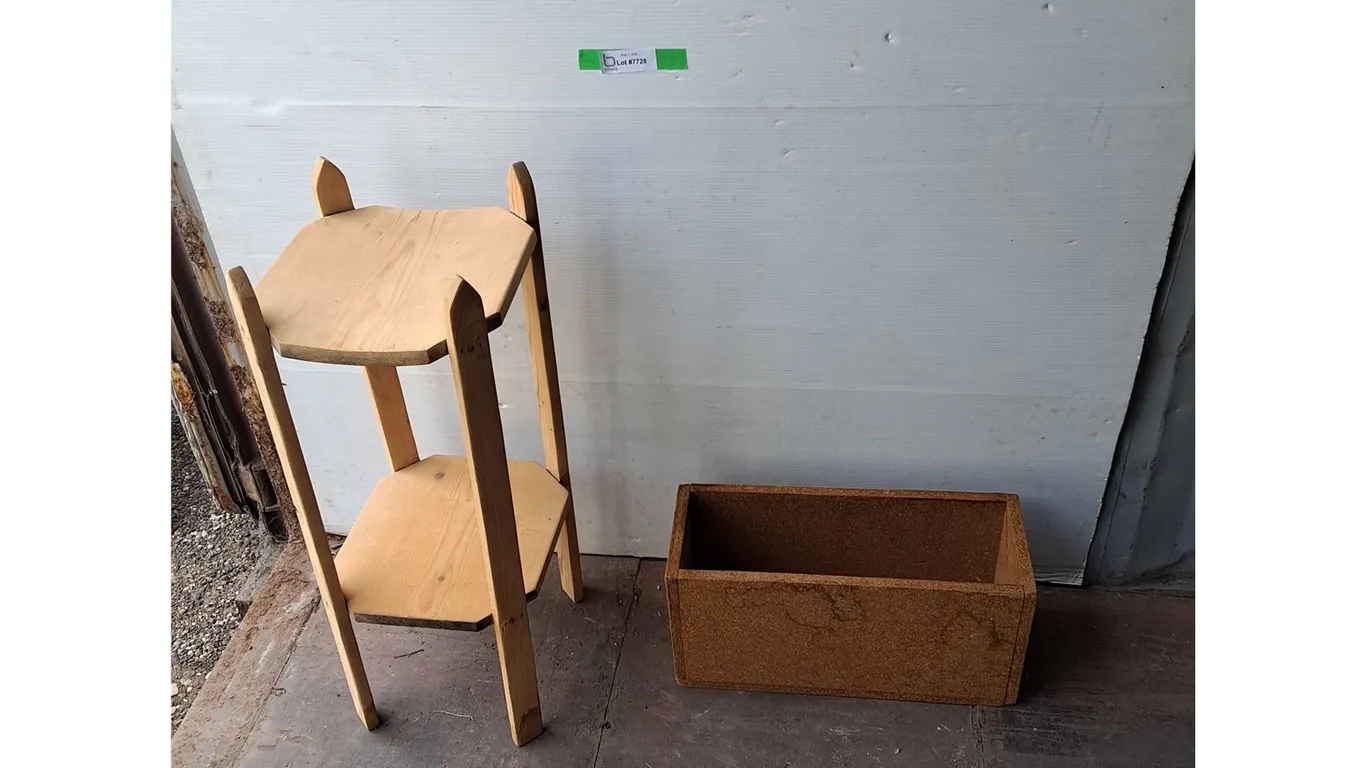 ***Particle Board Box 19" x 7.5" x 9" & Wooden 2 Tier Shelf 11" x 12" x 30"- Can't Ship