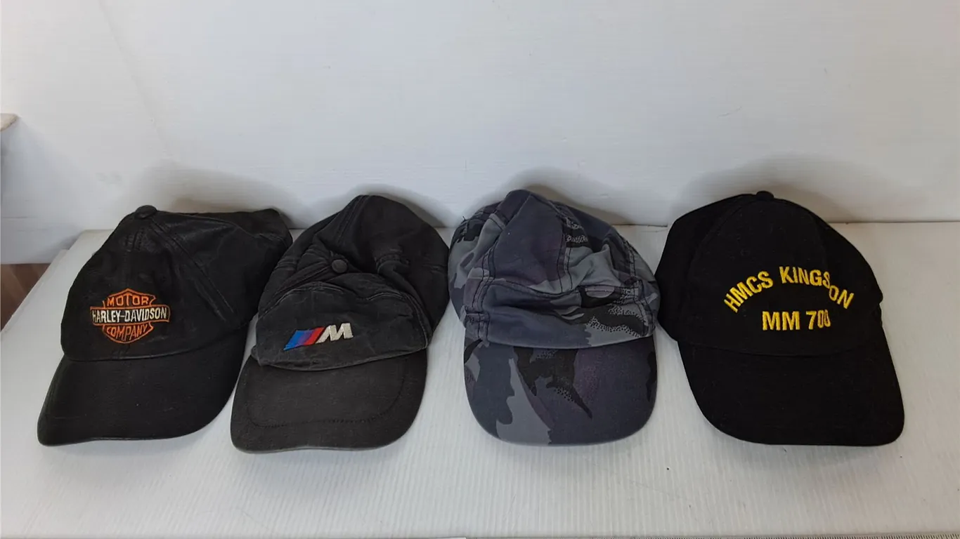 (4) Hats- Harley-Davidson, HMCS Kingston, Misc.
