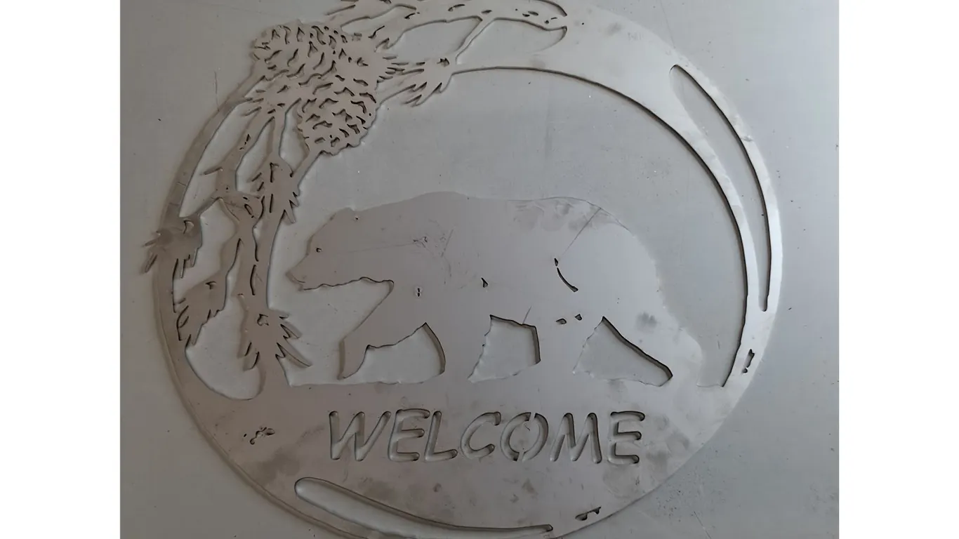Metal Bear Welcome Sign 19.75"- Pickup Pref'd
