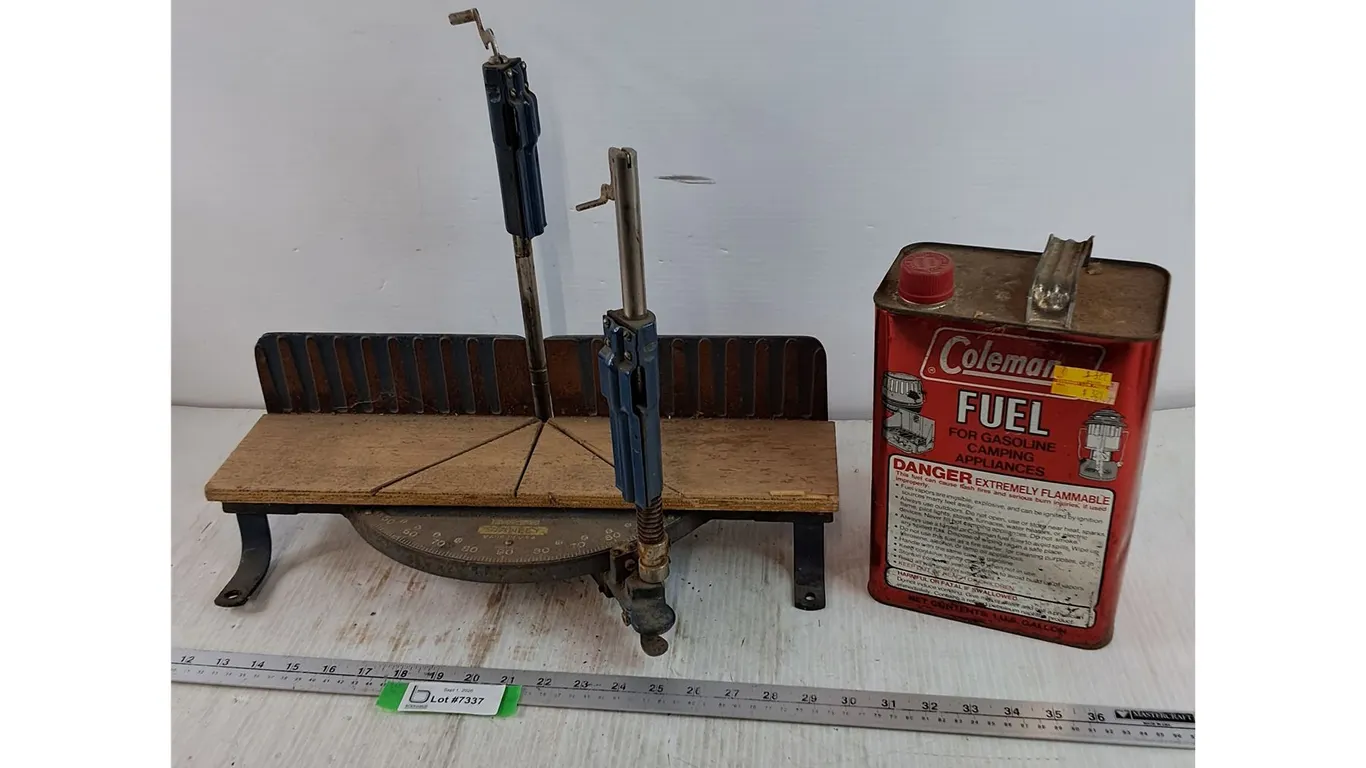 Stanley Adjustable Miter Box and Coleman Fuel Gasoline No Shipping