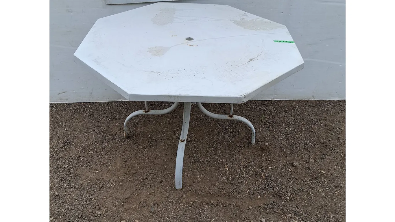 **Octagon Fiberglass Umbrella Patio Table, Can't Ship