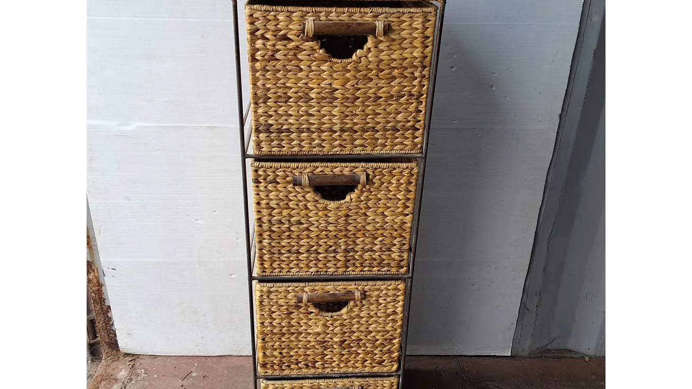 ***Wicker 4 Drawer Storage Unit 14" x 14" x 45.5"- Can't Ship