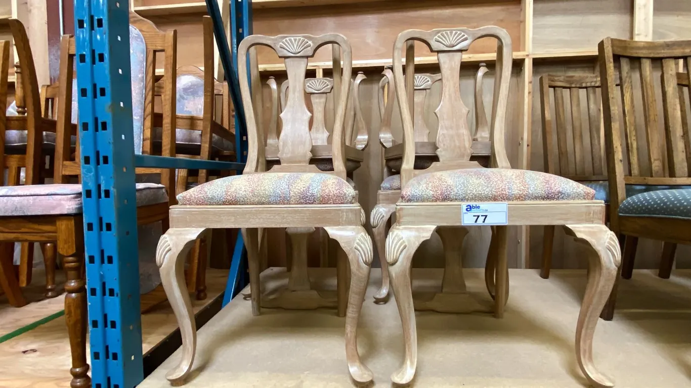 SET OF 6 RAINBOW FABRIC UPHOLSTERED WOODEN DINING CHAIRS