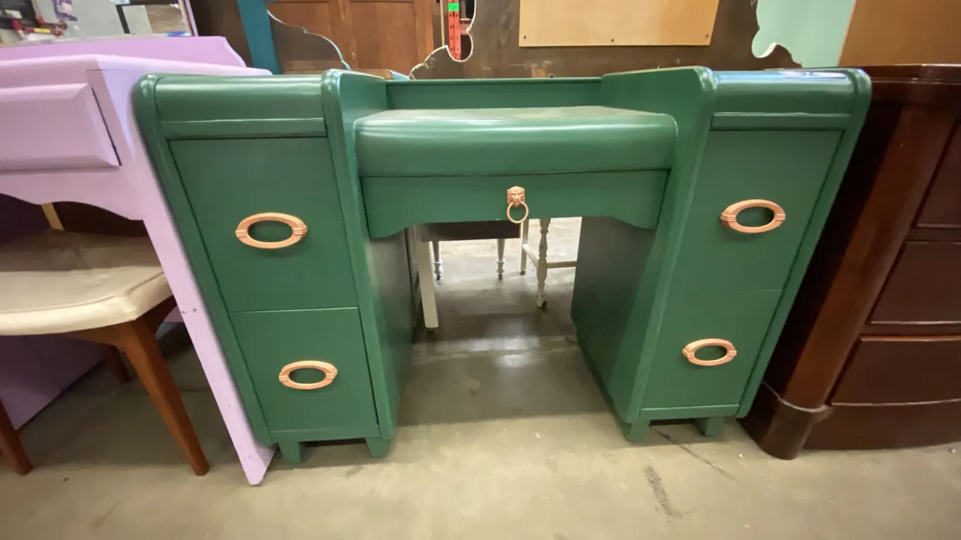 PAINTED GREEN ANTIQUE VANITY DRESSER *NO MIRROR*