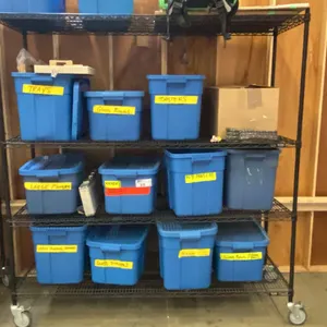ULINE BLACK METAL 4 TIER MOBILE SHELF UNIT *CONTENTS NOT INCLUDED*