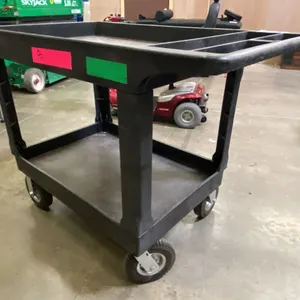 ULINE BLACK INDUSTRIAL GRADE PLASTIC MOBILE WORK CART
