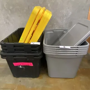 GROUP OF APPROX. 10 LARGE STORAGE BINS WITH LIDS