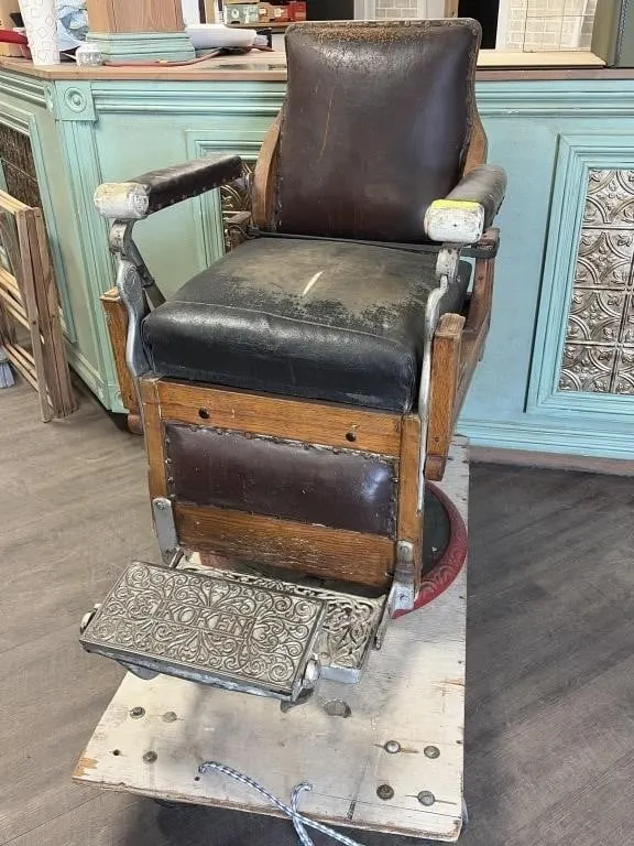 Antique Barber Chair- Date stamp under seat 1898