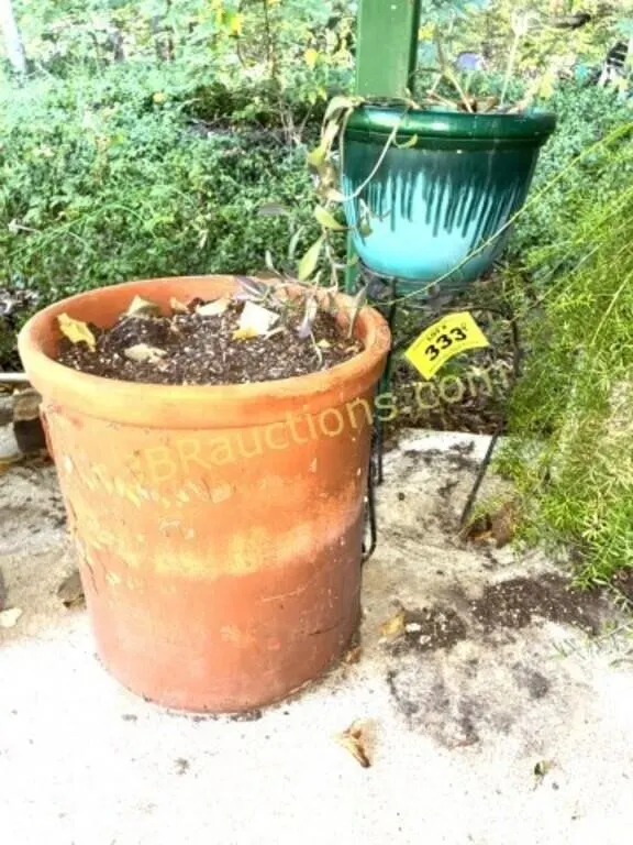 LG TERRA COTTA AND SM PLASTIC PLANTERS