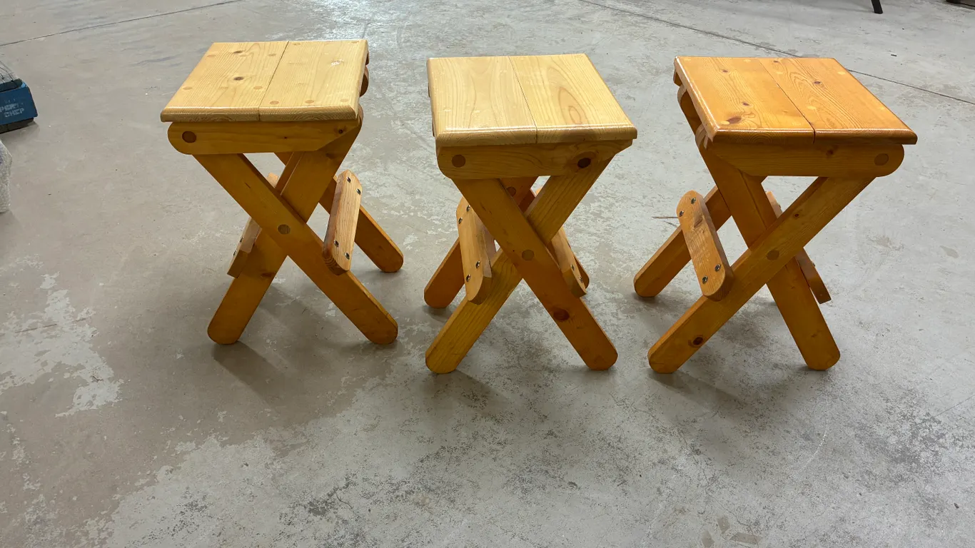 (3) Folding Leg Wood Stools/Tables