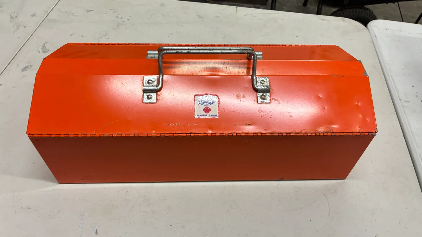 Orange Metal Toolbox with Misc. Tools