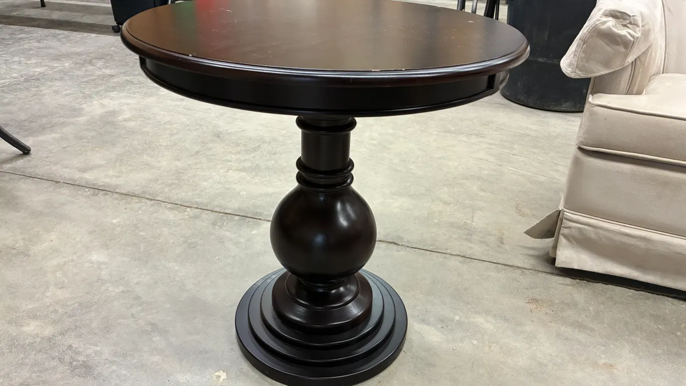 24" Wood Table with Single Pedestal Leg