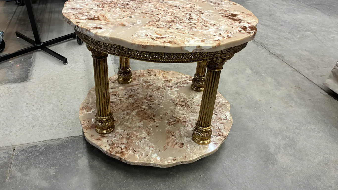 24" Marble Like Table on Wheels