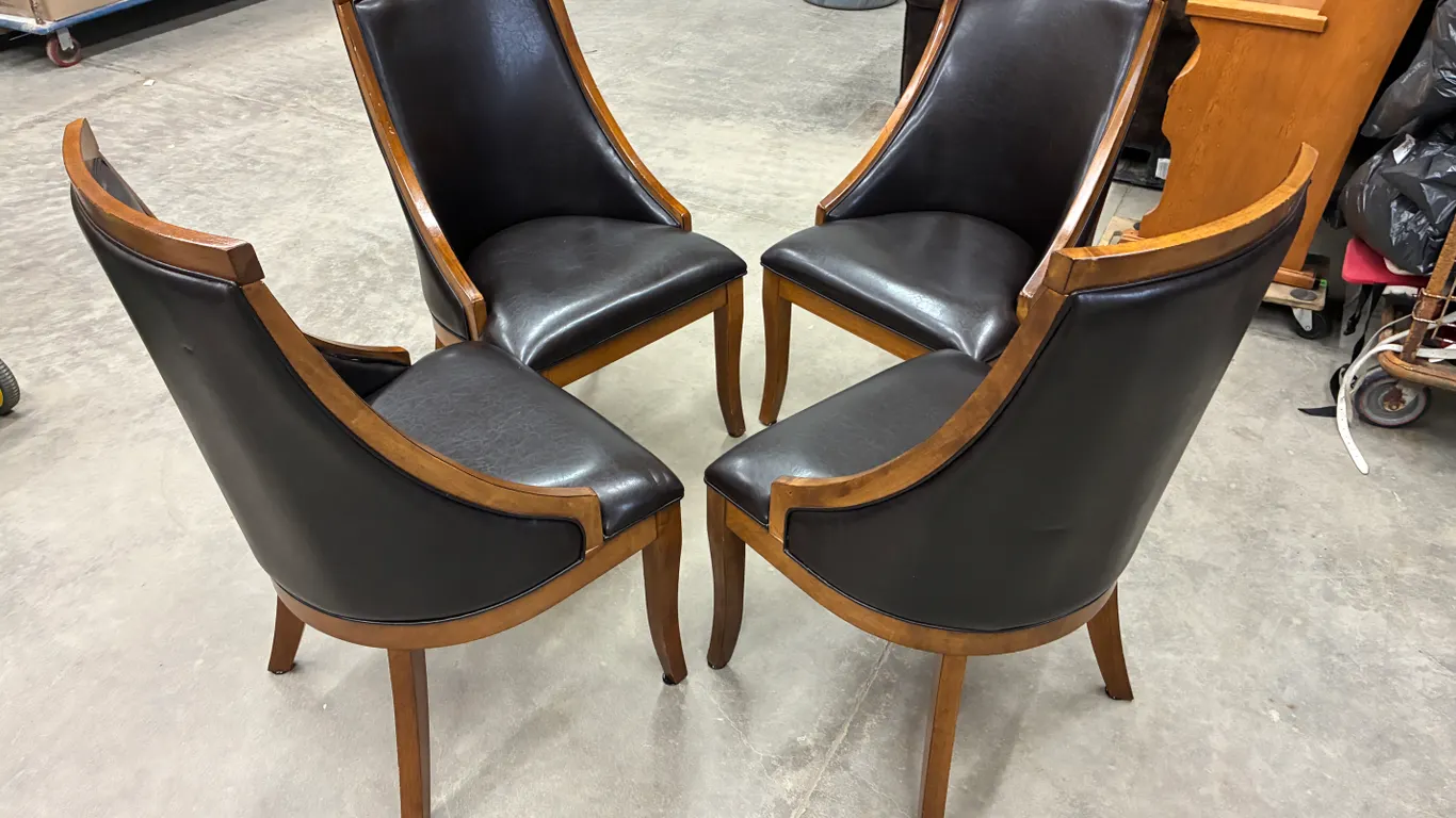 (4) Wood/Leather Chairs