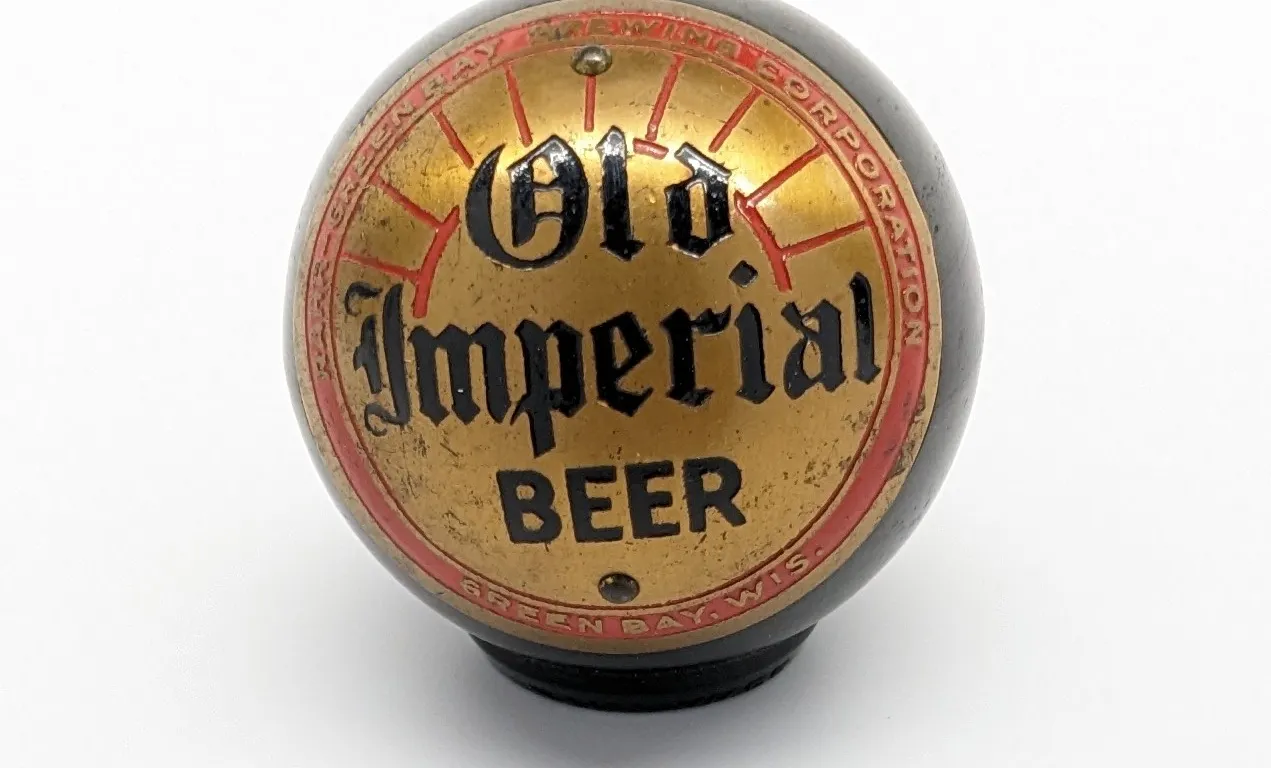 BALL TAP KNOB HANDLE RAHR GREEN BAY BREWING OLD IMPERIAL BEER GREEN BAY WISCONSIN (DAKA-WARE)