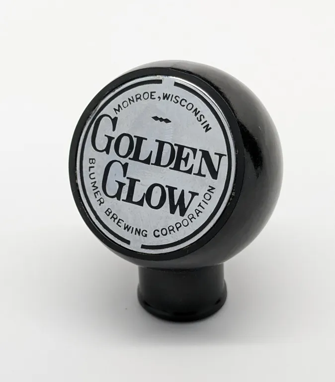 BALL TAP KNOB HANDLE GOLDEN GLOW BEER BLUMER BREWING MONROE WISCONSIN