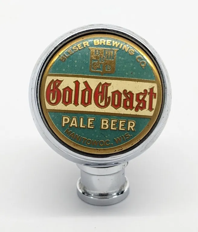 BALL TAP KNOB HANDLE BLESER BREWING GOLD COAST PALE BEER MANITOWOC WISCONSIN