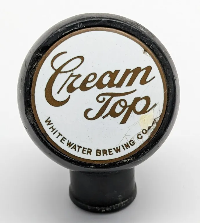 BALL TAP KNOB HANDLE CREAM TOP BEER WHITEWATER BREWING CO WISCONSIN
