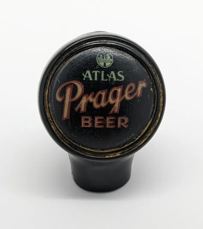 BALL TAP KNOB ATLAS PRAGER BEER CHICAGO ILLINOIS (BASTIAN BROS)