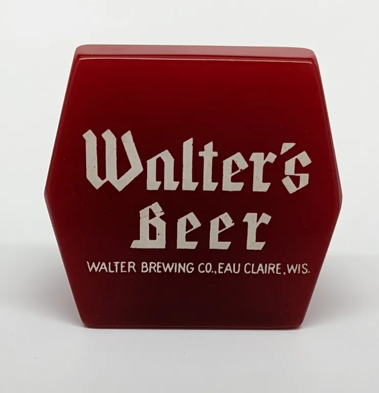 BAKELITE TAP KNOB HANDLE WALTER'S BEER EAU CLAIRE WISCONSIN