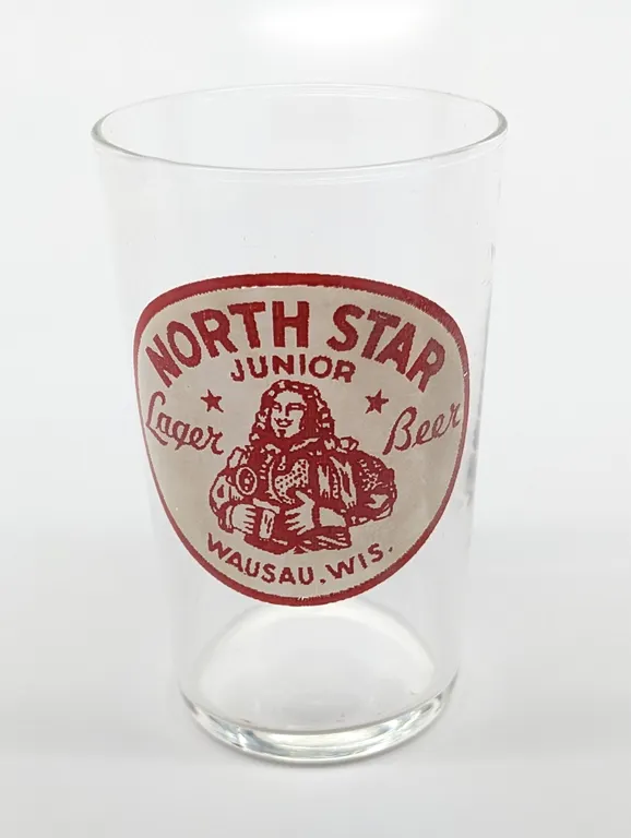 NORTH STAR JUNIOR LAGER BEER WAUSAU WISCONSIN DRINKING GLASS