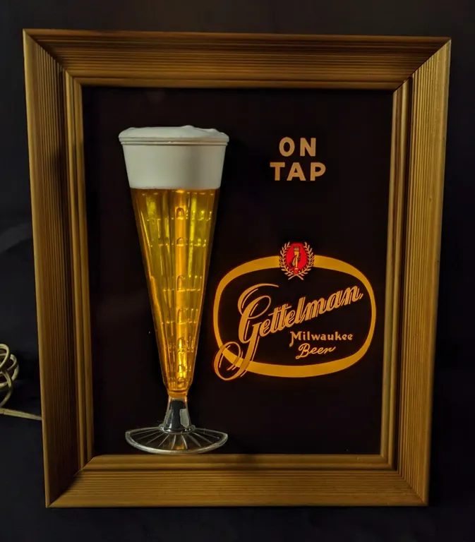 TUBE-O-LITE BUBBLER LIGHTED SIGN ON TAP GETTELMAN MILWAUKEE BEER WISCONSIN