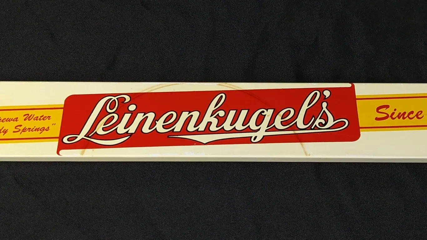 NOS TIN DOOR PUSH SIGN LEINENKUGLS BEER CHIPPEWA FALLS WISCONSIN