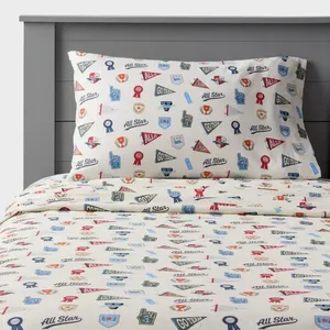 *NEW* Pillowfort Twin All Star Sports Kids' Cotton Sheet Set