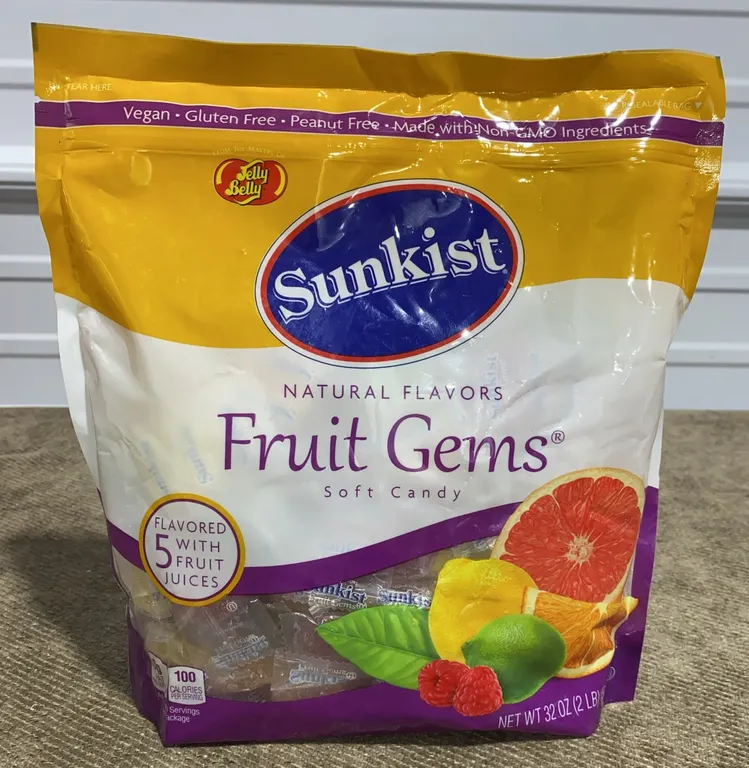 **NEW** Sunkist Fruit Gems Soft Candy Individually Wrapped 2 LB. Bag - Best By 6/27