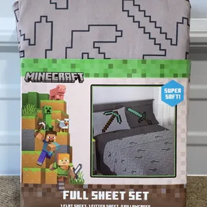 **NEW** Minecraft 4pc Full Kids' Sheet Set - Gray