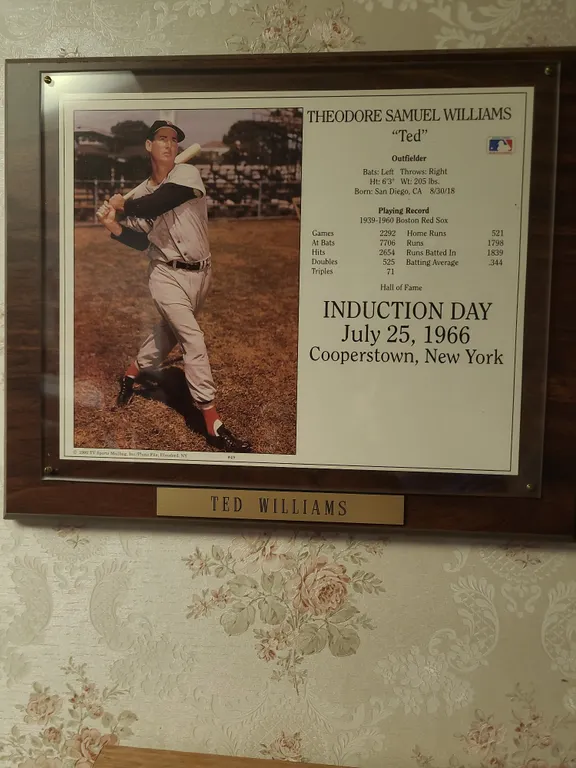 Ted Williams red Sox plaque