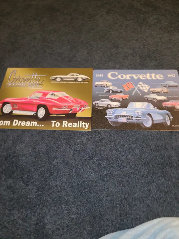 2 corvette metal posters