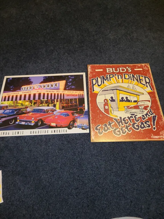 Steak n shake and buds pump n diner metal posters