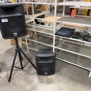 Lot of (2) Peavey PR12P-DFG Powered PA Speakers w/ Yamaha MG124CX Mixer, ART PDB Passive Direct Box,