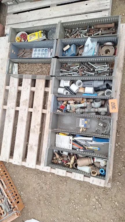 11 Metal sorting trays with contenta