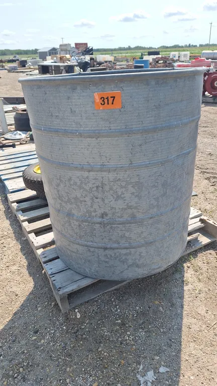 Large galvanized water storage container