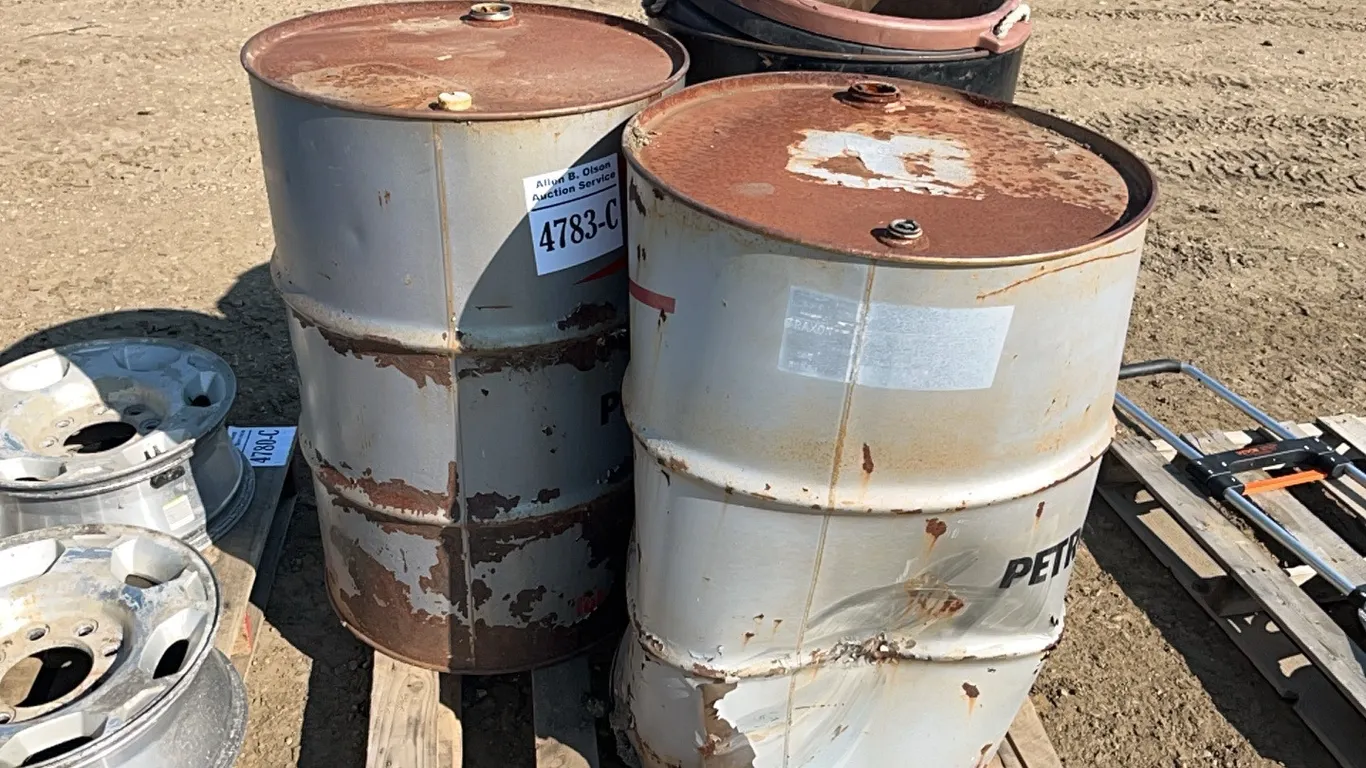 3 - 45 GALLON DRUMS & 4 - PLASTIC TUBS