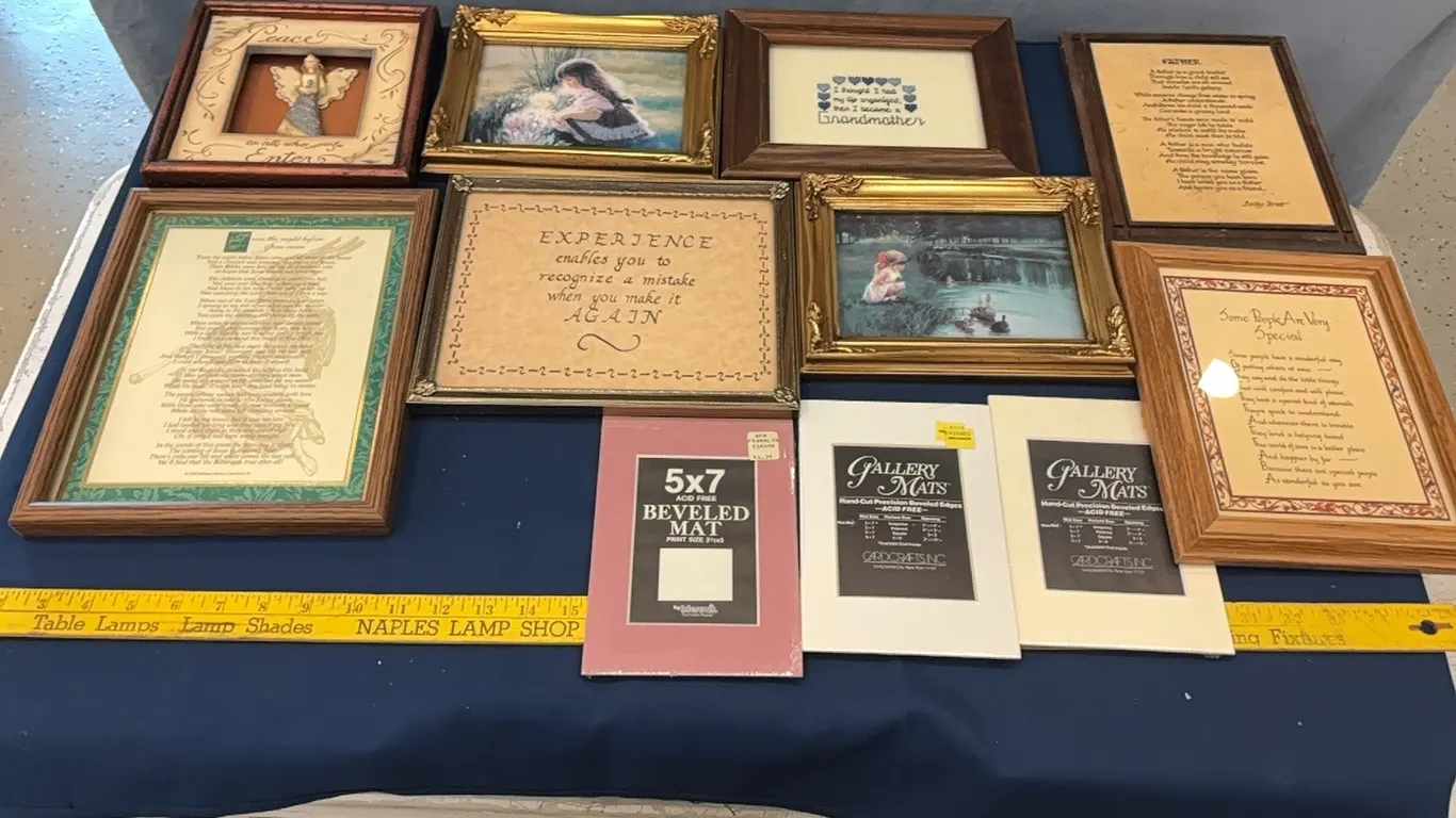 Framed signs and art