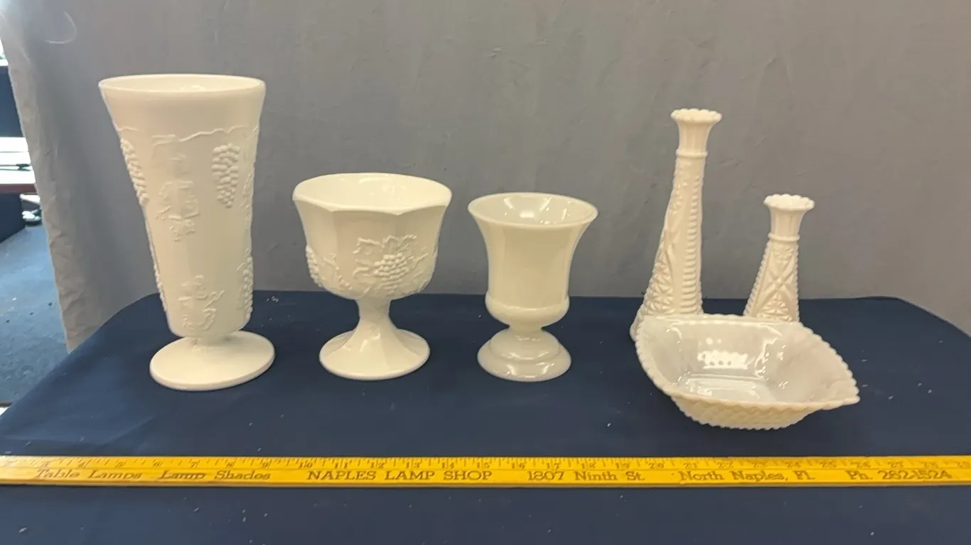 Milk glass vases