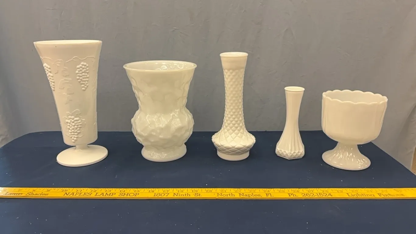 Milk glass vases