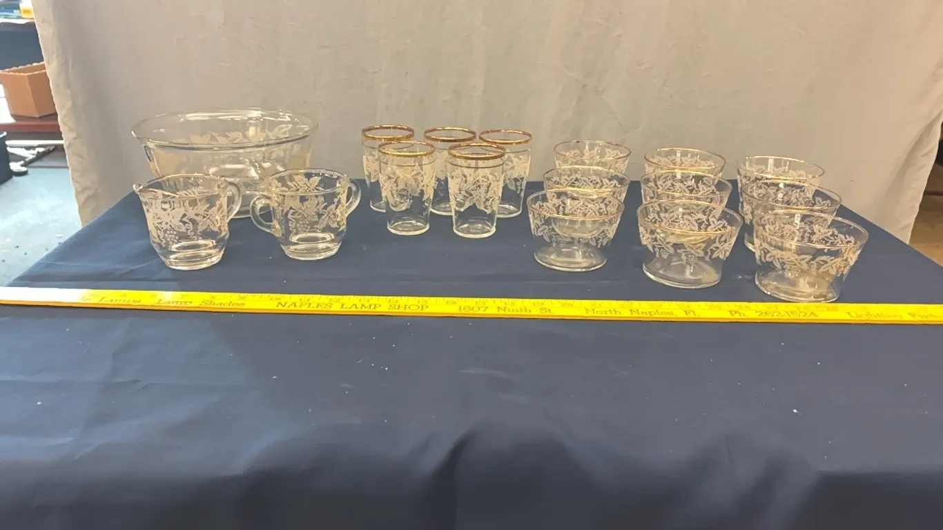 Bowls, cups, and cream and sugar