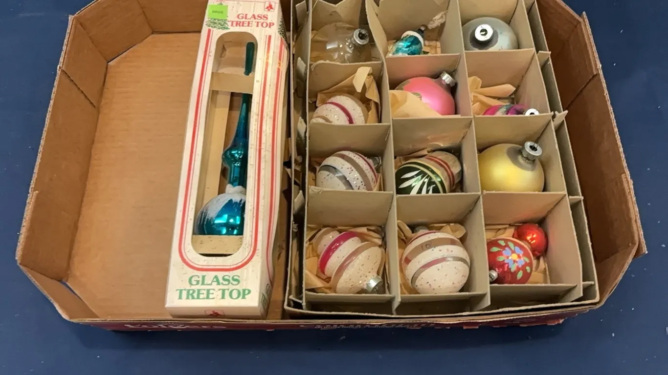 Ornaments and tree top