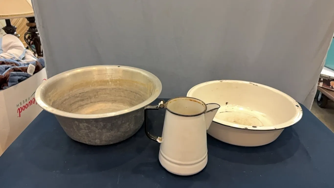 Enamel Bowls & Pitcher