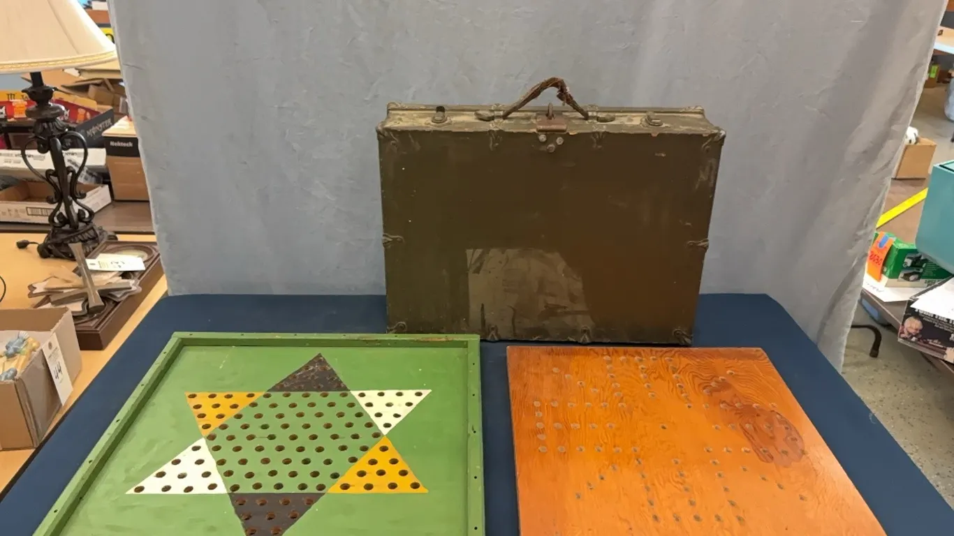 Chinese Checker Boards & Antique Trunk