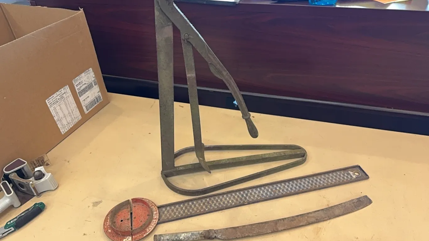 Tire machine, belt measure