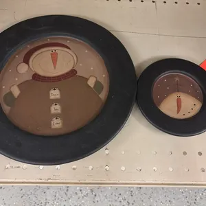 Wooden snowman plates