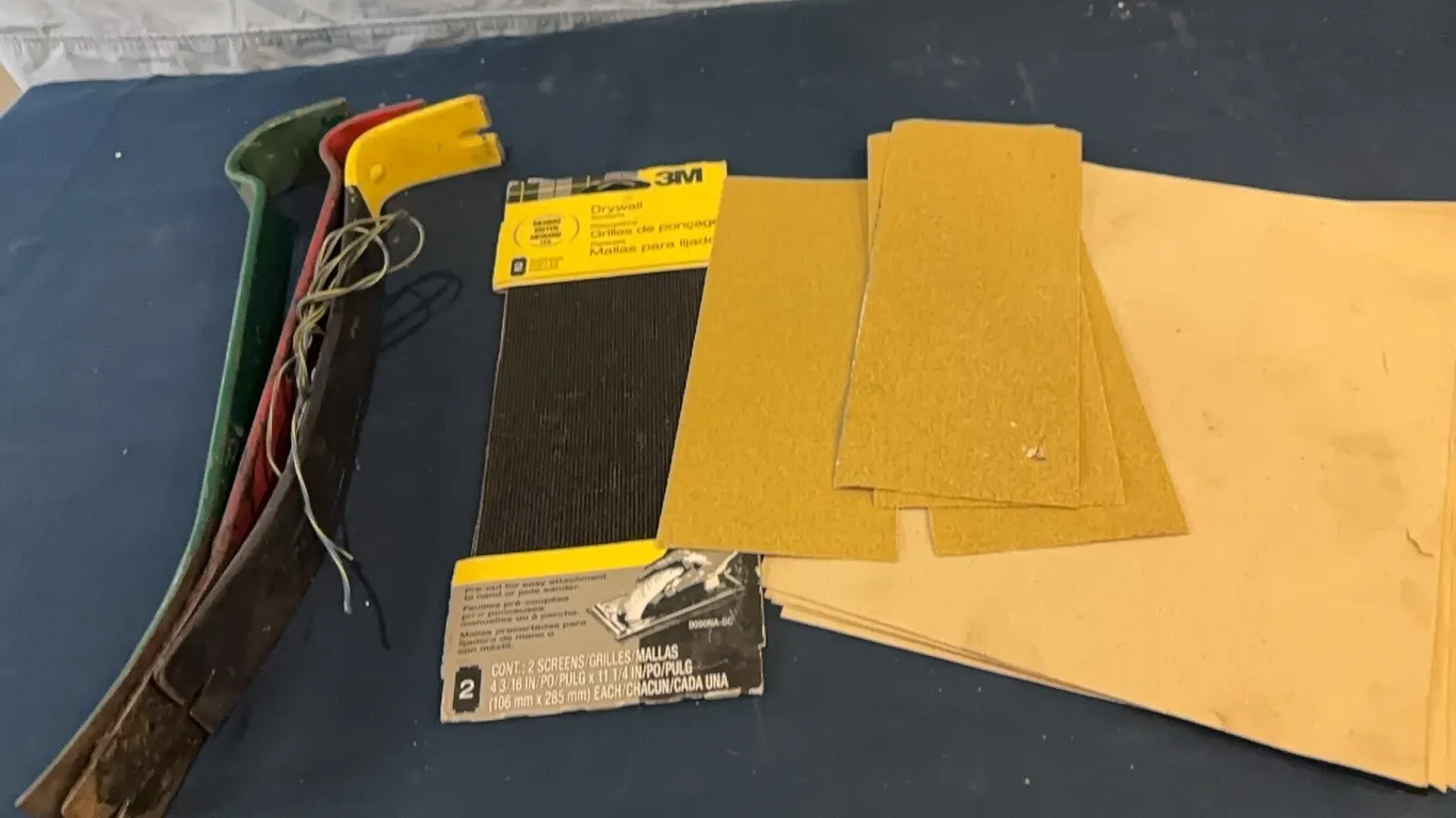 sand paper and crow bars