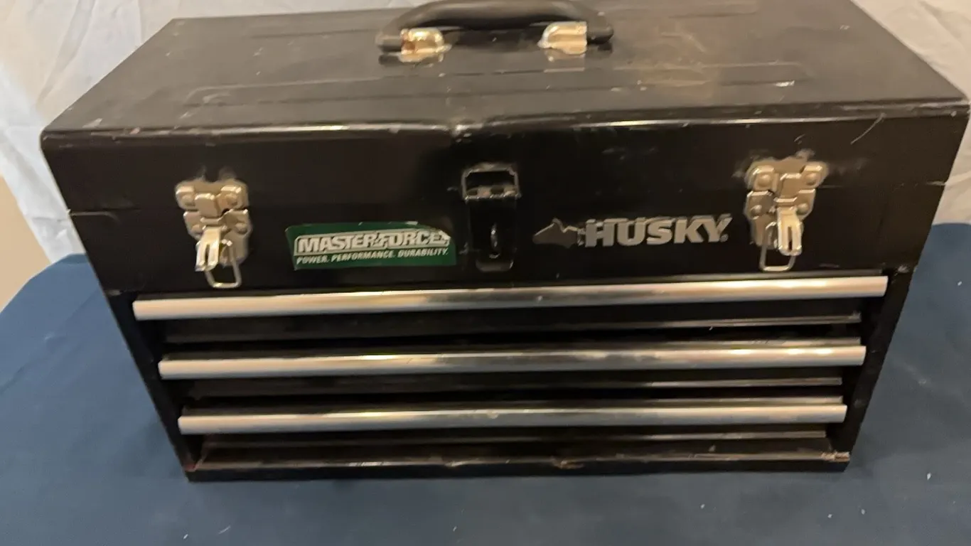 Husky tool box with sockets and wrenches